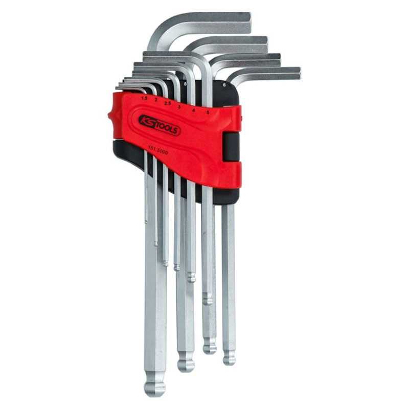 Jeu de clés à six pans creux TOPTUL Pro Series Acier à outils S2 1,5/2/2,5 /3/4/5/6/8/10 mm en 9 pièces avec tête sphérique Note 1 - réparation parfaite