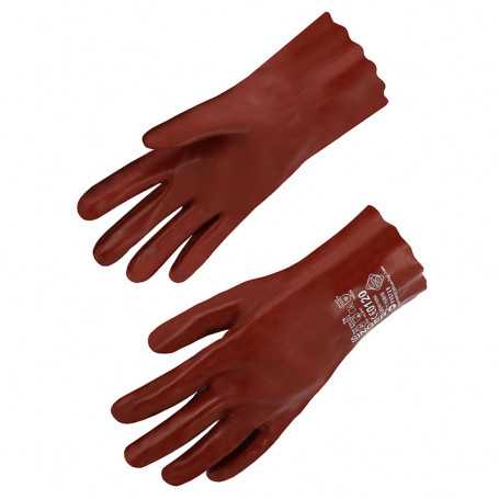 Gant PVC rouge simple enduction