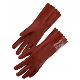 Gant PVC rouge 350 mm simple enduction - Paire