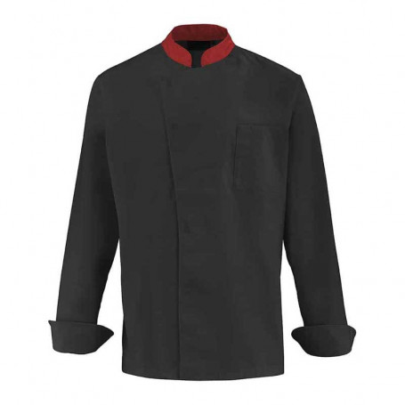 Veste de cuisine homme Cabbage - Noir Rouge - Devant