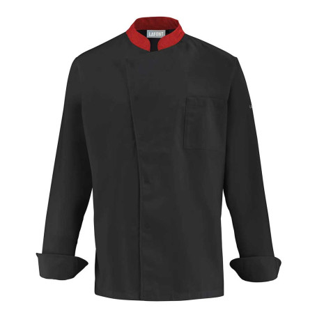 Veste de cuisine homme CABBAGE - NOIR/ROUGE Devant