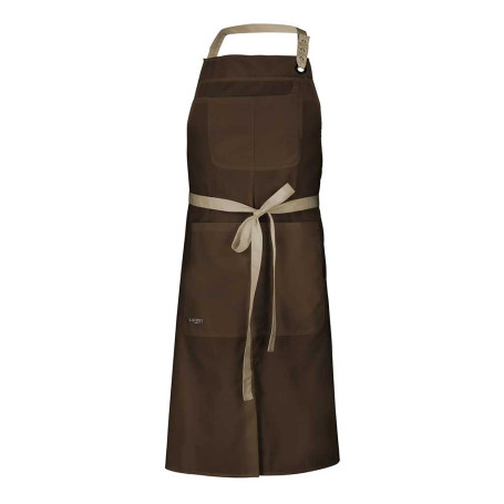 Tablier de cuisine mixte CLOVE ajustable et durable - Chocolat / Beige Devant