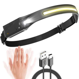 Lampe frontale LED rechargeable AKTI 300 lm avec détecteur de mouvement