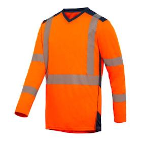 Tee-shirt haute visibilité Bali orange manche longue - Devant
