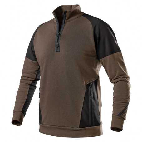 Pull col demi-zippé MODERN STRECH BP - Marron Devant