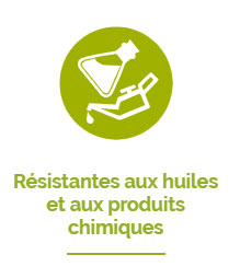 Résistantes aux huiles et aux produits chimiques