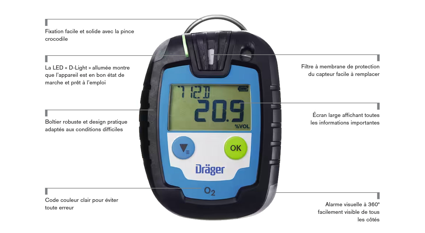 Détecteur monogaz O2 PAC 6000 DRÄGER