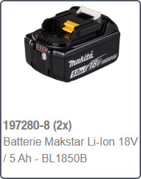 Perceuse visseuse DDF490RTJ - Batterie Makstar Li-Ion 18V / 5 Ah
