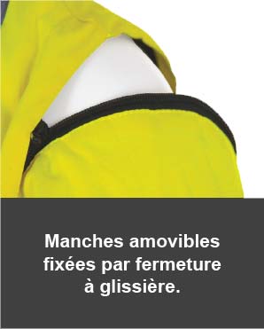 Manches amovibles fixées par fermeture à glissière