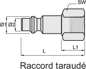 Raccord embout rapide - RAC 511 - Coupleur Ø5,5 mm - Série 500 - Spécifications