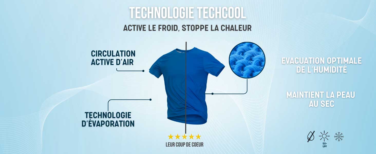 T-shirt rafraichissant anti-uv TECHCOOL - Active le froid