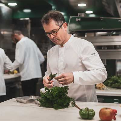 Veste de cuisine homme BASIL2 - MEA Blanc Devant