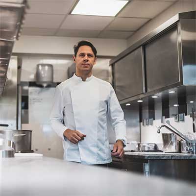 Veste de cuisine homme Lemongrass - MEA Blanc Devant